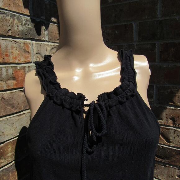 MICHAEL Michael Kors Black Pique Sleeveless Ruffle Tie Neck Split Hem Tank Top M - Picture 9 of 15